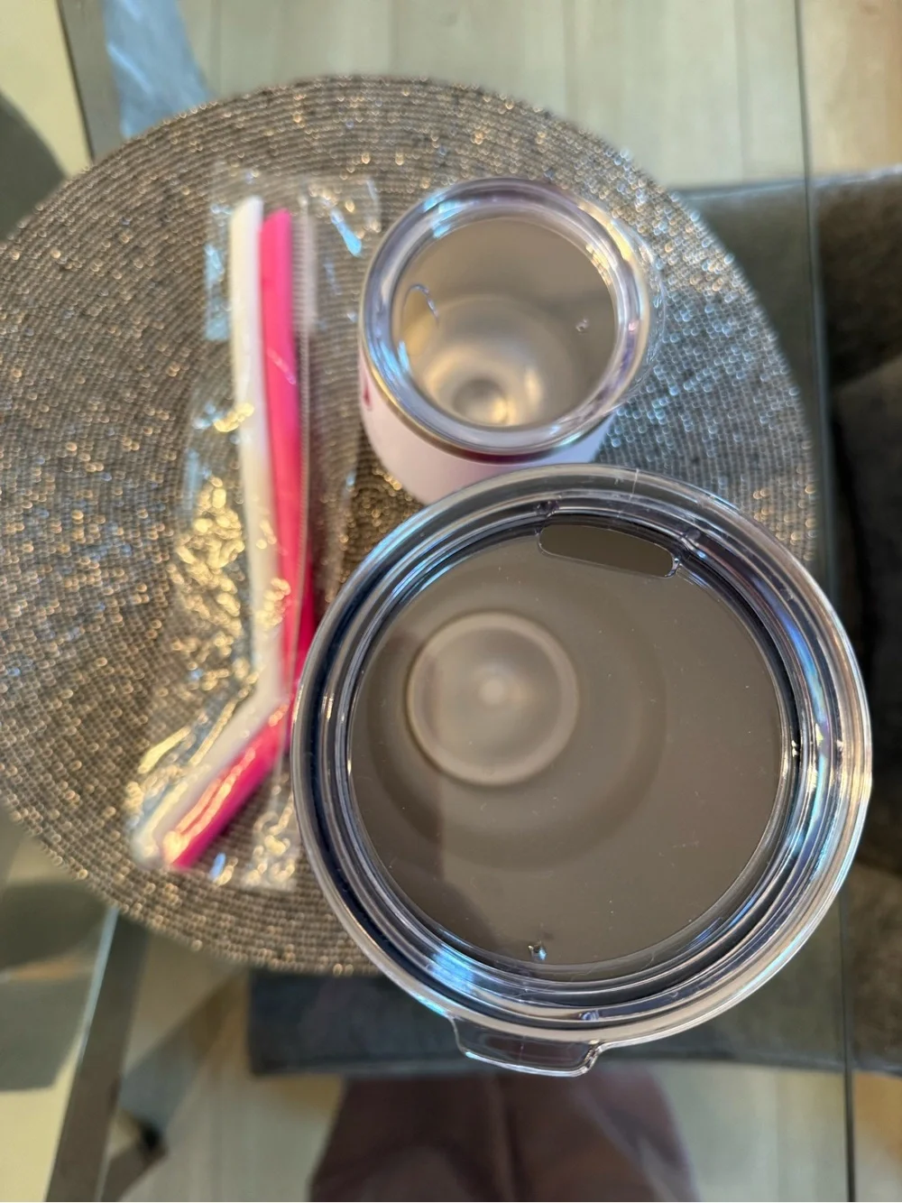 40th Birthday Tumbler & Wine Cup Set Pink w/ Straws